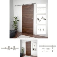 The Living Store - Schiebetür-Beschlagsatz 183 cm Edelstahl Silbern - Türen - Silber von THE LIVING STORE