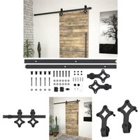 The Living Store - Schiebetürbeschlag-Set skien 200 cm Stahl Schwarz - Türrahmen - Schwarz von THE LIVING STORE