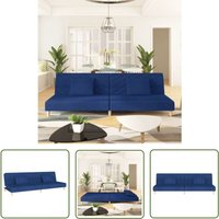 Schlafsofa 2-Sitzer mit 2 Kissen Blau Stoff - Schlafsofa - Couchsofa - Gästebett - Wohnzimmereinrichtung - Kleines Sofa - The Living Store von THE LIVING STORE