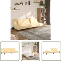 Schlafsofa 2-Sitzer mit 2 Kissen Creme Samt - Samtsofa - Schlafsofa - Gästebett - Wohnzimmersofa - Couch - The Living Store von THE LIVING STORE
