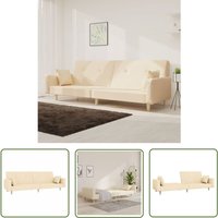Schlafsofa 2-Sitzer mit 2 Kissen Creme Stoff - Schlafsofa - Couchsofa - Gästebett - Wohnraumgestaltung - Gemütlich - The Living Store von THE LIVING STORE