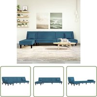 Schlafsofa in L-Form Blau 255x140x70 cm Samt - Samtsofa - Schlafsofa - Wohnlandschaft - Ecksofa - Gästebett - The Living Store Schlafsofa in L-Form Blau 255x140x70 cm Samt - Samtsofa - Schlafsofa - Wohnlandschaft - Ecksofa - Gästebett - The Living Store von THE LIVING STORE