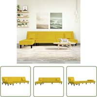 Schlafsofa in L-Form Gelb 255x140x70 cm Samt - Samtsofa - Schlafsofa - Wohnlandschaft - Ecksofa - Gästebett - The Living Store von THE LIVING STORE