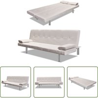 The Living Store - Schlafsofa mit 2 Kissen Kunstleder Ausziehbar Cremeweiß - Sofa - Schlafsofa - Couch - Gästebett - Wohnraum von THE LIVING STORE