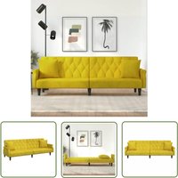 Schlafsofa mit Armlehnen Gelb Samt - Samtsofa - Schlafsofa - Gästebett - Wohnzimmersofa - Sofa Mit Liegefunktion - The Living Store von THE LIVING STORE
