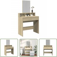 Schminktisch mit Spiegel Sonoma-Eiche 80x41x144,5 cm - Schminktisch - Kosmetikschrank - Schreibtisch - Badezimmermöbel - Sonoma-Eiche - The Living von THE LIVING STORE