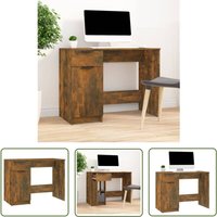 The Living Store - Schreibtisch Räuchereiche 100x50x75 cm Holzwerkstoff - Holz Schreibtisch - Schreibtisch Braun - Bürostuhl - Home Office von THE LIVING STORE
