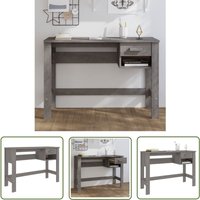 The Living Store - Schreibtisch hamar Hellgrau 110x40x75 cm Massivholz Kiefer - Holz Schreibtisch - Schreibtisch Grau - Bürotisch - Home Office von THE LIVING STORE
