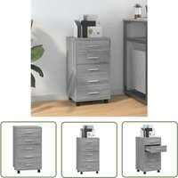 Schubladenschrank mit Rollen Grau Sonoma Holzwerkstoff - Holzschrank - Schreibtischorganizer - Rollcontainer - Bürobedarf - Aufbewahrungsbox - The von THE LIVING STORE