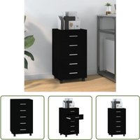 The Living Store - Schubladenschrank mit Rollen Schwarz Holzwerkstoff - Bürostuhl - Schreibtischorganisation - Aufbewahrungsbox - Rollcontainer von THE LIVING STORE