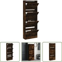 Schuhschrank Räuchereiche 60x21x163,5 cm Holzwerkstoff - Schuhschrank - Schrank - Regal - Garderobe - Einbauschrank - The Living Store von THE LIVING STORE