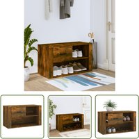 The Living Store - Schuhschrank Räuchereiche 80x35x45 cm Holzwerkstoff - Schuhschrank - Holzwerkstoff Möbel - Garderobe - Flurmöbel - Schrank von THE LIVING STORE