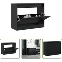 The Living Store - Schuhschrank Schwarz 80x34x63 cm Holzwerkstoff - Schuhschrank - Schrank Für Schuhe - Schuhregal - Garderobe - Einbauschrank von THE LIVING STORE
