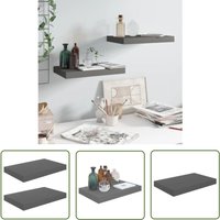 Schweberegale 2 Stk. Hochglanz-Grau 40x23x3,8 cm mdf - Schweberegale - Wandregale - Regalset - Hochglanz-Grau - mdf - The Living Store von THE LIVING STORE