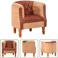 Sessel Braun Echtleder und Massivholz Mango - Ledersessel - Sessel Braun - Wohnzimmersessel - Relaxsessel - Ecksofa - The Living Store von THE LIVING STORE