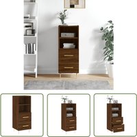 Sideboard Braun Eichen-Optik 34,5x34x90 cm Holzwerkstoff - Schreibtisch - Wohnzimmermöbel - Sideboard - Eiche Optik - Holzmöbel - The Living Store von THE LIVING STORE