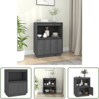 Sideboard Grau 60x34x75 cm Massivholz Kiefer - Holz Sideboard - Kiefernholzmöbel - Grau Sideboard - Wohnraumorganisation - Regal - The Living Store von THE LIVING STORE