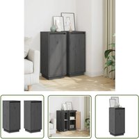 Sideboards 2 Stk. Grau 31,5x34x75 cm Massivholz Kiefer - Holz Sideboard - Grau - Massiver Kiefernholz - Sidebord - Wohntisch - The Living Store Sideboards 2 Stk. Grau 31,5x34x75 cm Massivholz Kiefer - Holz Sideboard - Grau - Massiver Kiefernholz - Sidebord - Wohntisch - The Living Store von THE LIVING STORE