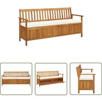 The Living Store - Sitzbank mit Stauraum und Sitzpolster 170 cm Massivholz Akazie - Holz Bank - Gartenbank - Außengartenmöbel - Sitzplatz - Outdoor von THE LIVING STORE