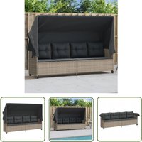 Sonnenliege mit Dach und Kissen Hellgrau Poly Rattan - Sonnenliege - Gartenliege - Liege - Outdoor Möbel - Pool Accessoire - The Living Store Sonnenliege mit Dach und Kissen Hellgrau Poly Rattan - Sonnenliege - Gartenliege - Liege - Outdoor Möbel - Pool Accessoire - The Living Store von THE LIVING STORE