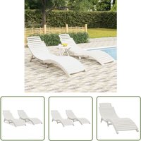 Sonnenliegen 2 Stk. Weiß 184x55x64 cm Massivholz Akazie - Holzsunnbett - Gartenliege - Akasienholzsitzgelegenheit - Outdoor Möbel - Poolliege - The von THE LIVING STORE