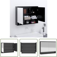 The Living Store - Spiegelschrank fürs Bad 80x15x60 cm mdf Anthrazit - Spiegelschrank - Badspiegel - Wandregal - Badezimmermöbel - Anthrazit von THE LIVING STORE