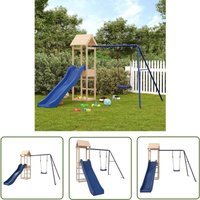 Spielturm Massivholz Kiefer - Holzspielplatz - Spielturm - Kiefernholzturm - Kinderschwengelset - Wellenrutsche - The Living Store von THE LIVING STORE