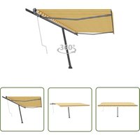 Standmarkise Automatisch 500x300 cm Gelb & Weiß - Outdoor-Markise - Standmarkise - Elektrische Markise - Markise Für Balkon - Markise Für Garten von THE LIVING STORE