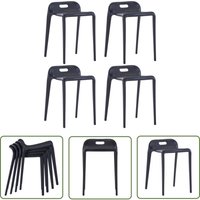 Stapelbare Hocker 4 Stk. Schwarz Kunststoff - Barhocker - Esszimmerstühle - Küchenhocker - Stapelbarer Stuhl - Kunststoffeinrichtung - The Living von THE LIVING STORE
