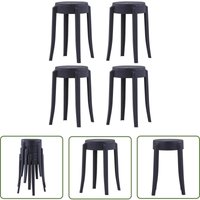 The Living Store - Stapelbare Hocker 4 Stk. Schwarz Kunststoff - Barhocker - Kunststoffstuhl - Outdoor Möbel - Gartentisch - Terrassentisch von THE LIVING STORE