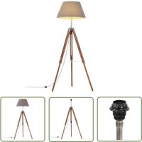 The Living Store - Stativlampe Honigbraun und Grau Teak Massivholz 141 cm - Retro-Lampe - Stehlampe - Wohnzimmer Dekoration - Tischleuchte - Holzlampe von THE LIVING STORE