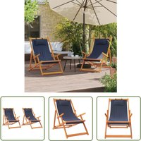Strandstühle 2 Stk. Klappbar Blau Stoff - Strandstuhl - Gartenstuhl - Campingstuhl - Klappbarer Stuhl - Loungestuhl - The Living Store von THE LIVING STORE