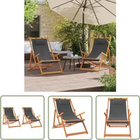 Strandstühle 2 Stk. Klappbar Grau Stoff - Strandstuhl - Gartenstuhl - Campingstuhl - Klappbarer Stuhl - Loungesessel - The Living Store von THE LIVING STORE