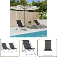 The Living Store - Strandstühle 2 Stk. Klappbar Schwarz Aluminium und Textilene - Strandstuhl - Gartenstuhl - Loungesessel - Outdoor Möbel von THE LIVING STORE