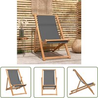 Strandstuhl Klappbar Massivholz Teak Grau - Teakholzmöbel - Gartenstuhl - Strandstuhl - Klappbarer Stuhl - Outdoormöbel - The Living Store von THE LIVING STORE