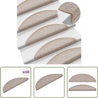The Living Store - Stufenmatten 10 Stk. 56x17x3 cm Hellbraun - Stufenmatte - Treppenmatte - Treppenschutz - Treppenteppich - Polypropylen Matte von THE LIVING STORE