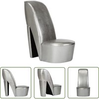 Stuhl in Stöckelschuh-Form Silbern Kunstleder - Sitzsack - Designerstuhl - Lounge Chair - Modellsitz - Partystuhl - The Living Store von THE LIVING STORE