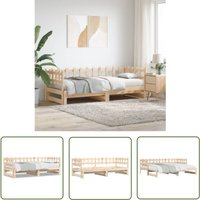 Tagesbett Ausziehbar 2x(90x200) cm Massivholz Kiefer - Holzbett - Kiefernholzbette - Gästebett - Schlafsofa - Doppelbett - The Living Store von THE LIVING STORE
