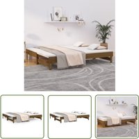 Tagesbett Ausziehbar Honigbraun 2x(90x200) cm Massivholz Kiefer - Holzbett - Gästebett - Schlafsofa - Kiefernholz - Tagesbett - The Living Store von THE LIVING STORE