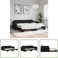 Tagesbett Ausziehbar Schwarz 90x200 cm Samt - Schlafsofa - Doppelbett - Gästebett - Samtsofa - Modernes Bett - The Living Store von THE LIVING STORE