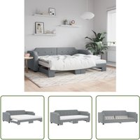 The Living Store - Tagesbett Ausziehbar mit Matratze Hellgrau 90x200 cm Stoff - Sofa - Schlafcouch - Gästebett - Tagesbett - Ausziehbarer Schlafsitz von THE LIVING STORE