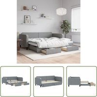 Tagesbett Ausziehbar mit Schubladen Hellgrau 90x200 cm Stoff - Sofa - Schlafcouch - Gästebett - Tagesbett - Wohnzimmermöbel - The Living Store von THE LIVING STORE
