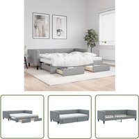 Tagesbett Ausziehbar mit Schubladen Hellgrau 90x200 cm Stoff - Sofa - Schlafsofa - Gästebett - Tagesbett - Doppelbett - The Living Store Tagesbett Ausziehbar mit Schubladen Hellgrau 90x200 cm Stoff - Sofa - Schlafsofa - Gästebett - Tagesbett - Doppelbett - The Living Store von THE LIVING STORE