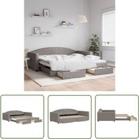 The Living Store - Tagesbett Ausziehbar mit Schubladen Taupe 100x200 cm Stoff - Sofa Bett - Schlafcouch - Gästebett - Tagesbett - Wohnzimmer Möbel von THE LIVING STORE