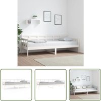 Tagesbett Weiß Massivholz Kiefer 80x200 cm - Holzbett - Kiefernholzbette - Gästebett - Schlafsofa - Multifunktionsbett - The Living Store von THE LIVING STORE
