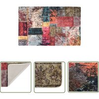 The Living Store - Teppich Waschbar Patchwork Mehrfarbig 160x230 cm Rutschfest - Samt Teppich - Wohnzimmer Teppich - Flur Teppich - Schlafzimmer von THE LIVING STORE