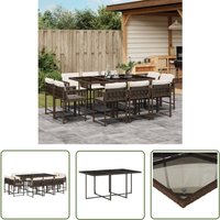 The Living Store - 11-tlg. Garten-Essgruppe mit Kissen Braun Poly Rattan - Gartengestell - Gartenmöbelset - Outdoor Möbel - Terrassenmöbel - Esstisch The Living Store - 11-tlg. Garten-Essgruppe mit Kissen Braun Poly Rattan - Gartengestell - Gartenmöbelset - Outdoor Möbel - Terrassenmöbel - Esstisch von THE LIVING STORE