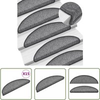 The Living Store 15 Stk. Treppenmatten Dunkelgrau 56 x 17 x 3 cm - Treppenmatten - Treppenläufer - Trittschutz - Rutschfeste Matte - Teppich Für von THE LIVING STORE