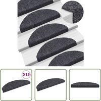 The Living Store - 15-tlg Selbstkleb. Treppenmatten Nadelvlies 65x21x4cm Dunkelgr. - Stufenmatte - Treppenmatte - Treppenschutz - Laufmatte von THE LIVING STORE