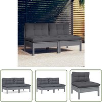 The Living Store 2-Sitzer-Gartensofa mit Anthrazit Kissen Massivholz Kiefer - Gartenmöbel - Terrasse Möbel - Outdoor Lounge Set - Balkonmöbel von THE LIVING STORE